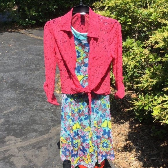 Xhilaration butterfly Lace Midi Dress - Picture 3 of 4